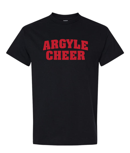 FINAL FEW - ARGYLE CHEER Short Sleeve Tee - Youth + Adult - Solid Black