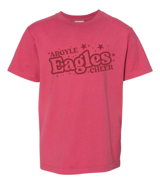 FINAL FEW - PUFF Ink ARGYLE EAGLES CHEER Short Sleeve Tee - Youth + Adult - Crimson Fall