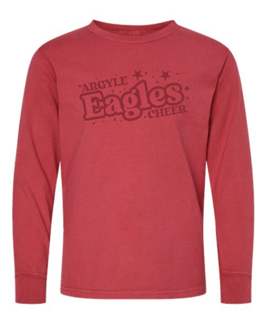 FINAL FEW - PUFF Ink ARGYLE EAGLES CHEER Long Sleeve Tee - Youth - Crimson Fall