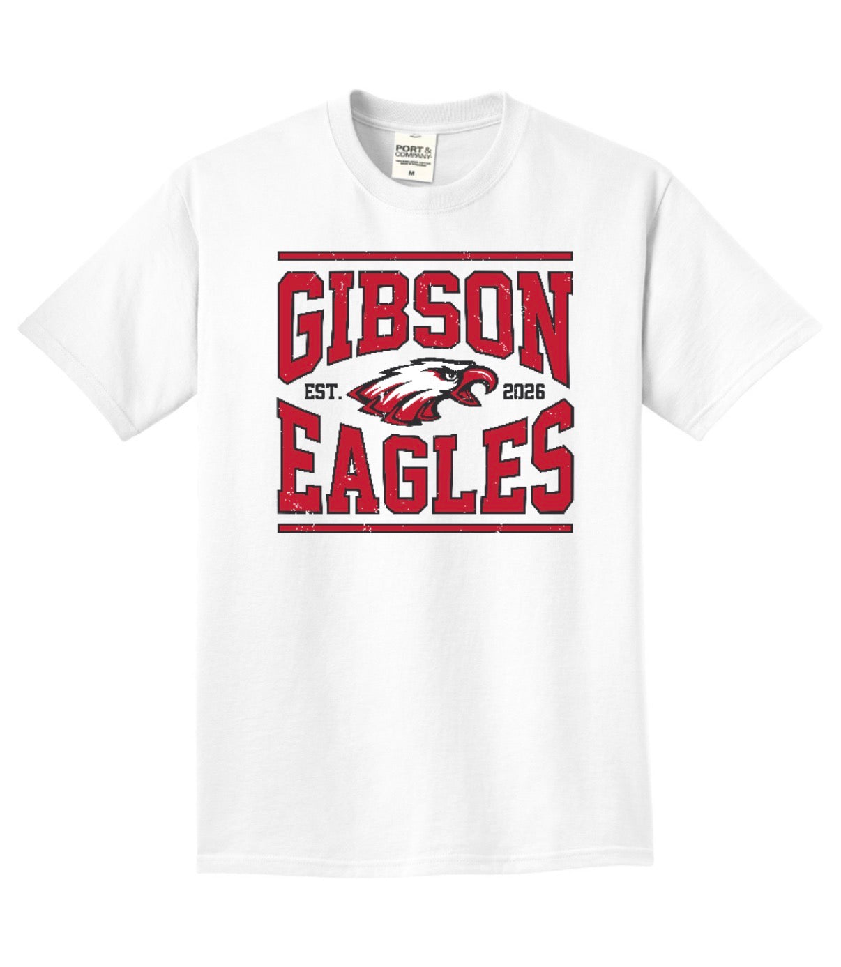 2026 Gibson Staff - Port&Co Beach Wash Short Sleeve Tee - ADULT - White