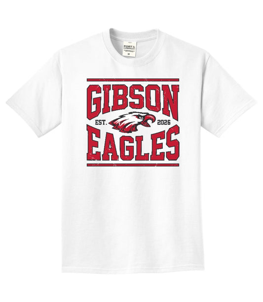 2026 Gibson Staff - Port&Co Beach Wash Short Sleeve Tee - ADULT - White