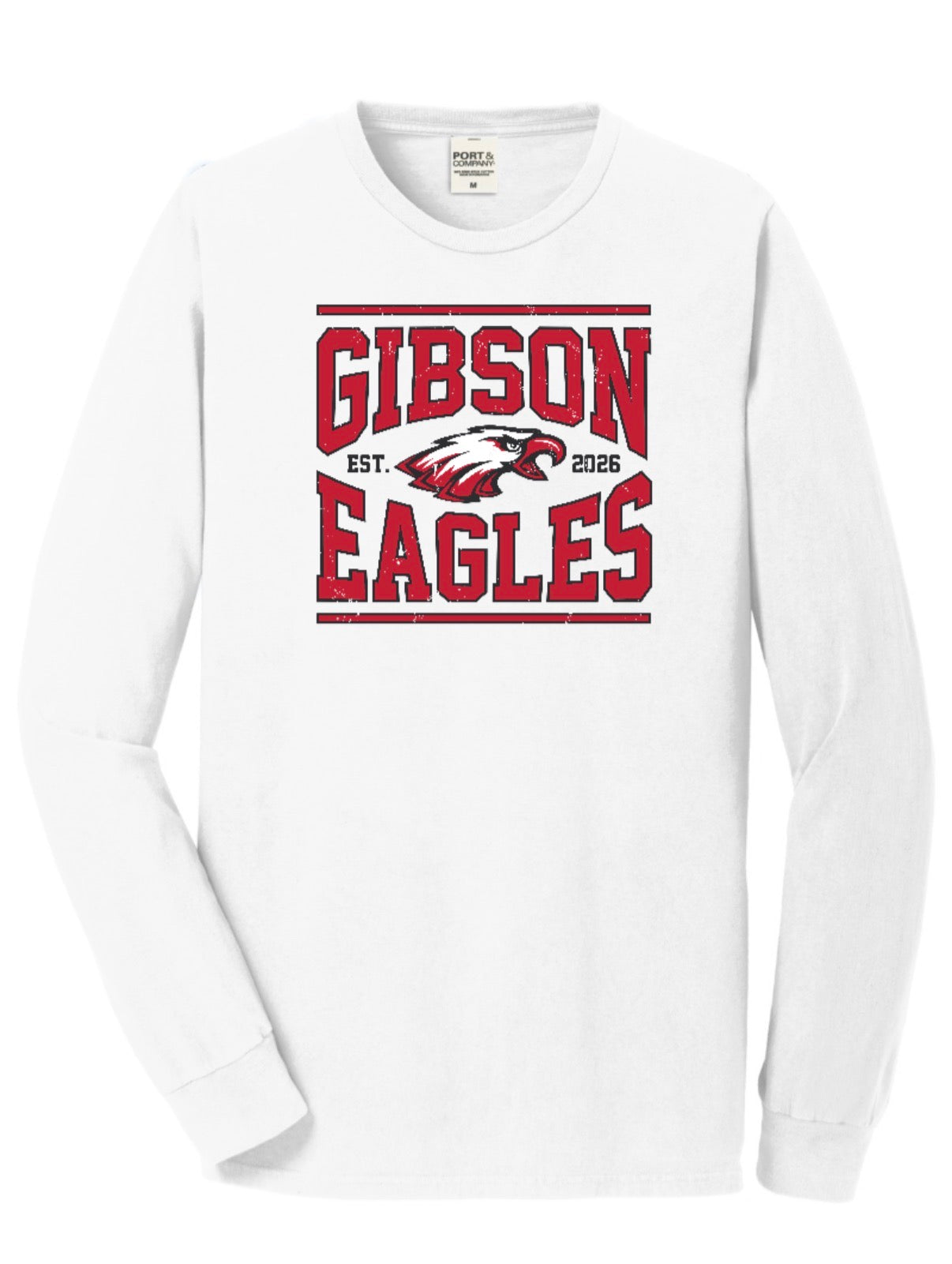 2026 Gibson Staff - Port&Co Beach Wash Long Sleeve Tee - ADULT - White