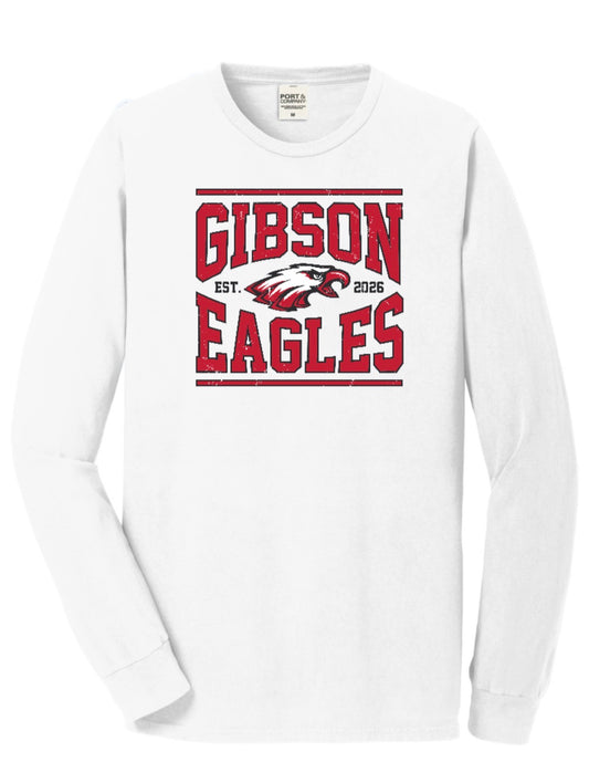 2026 Gibson Staff - Port&Co Beach Wash Long Sleeve Tee - ADULT - White
