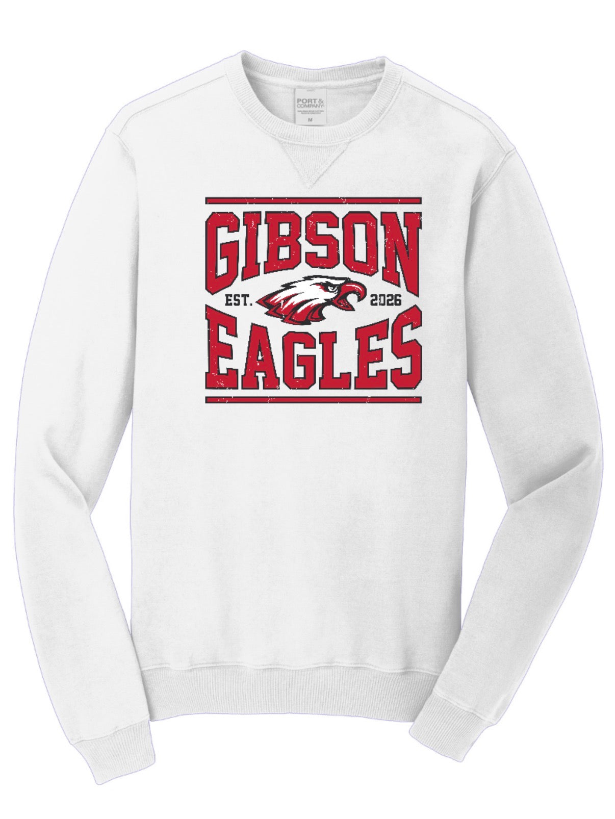 2026 Gibson Staff - Port&Co Beach Wash Crewneck Sweatshirt - ADULT - White