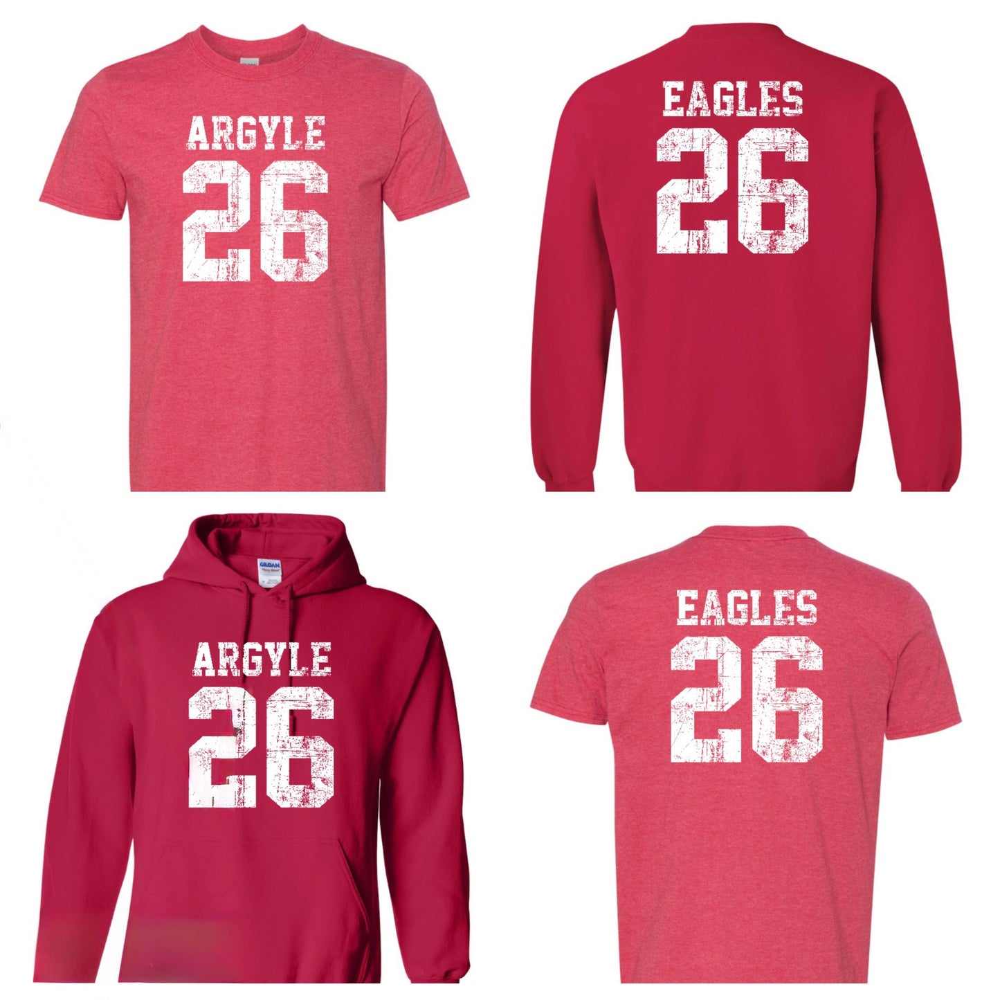 Argyle RED OUT HeavyBlend Crewneck Sweatshirt - Youth + Adult - Cherry Red