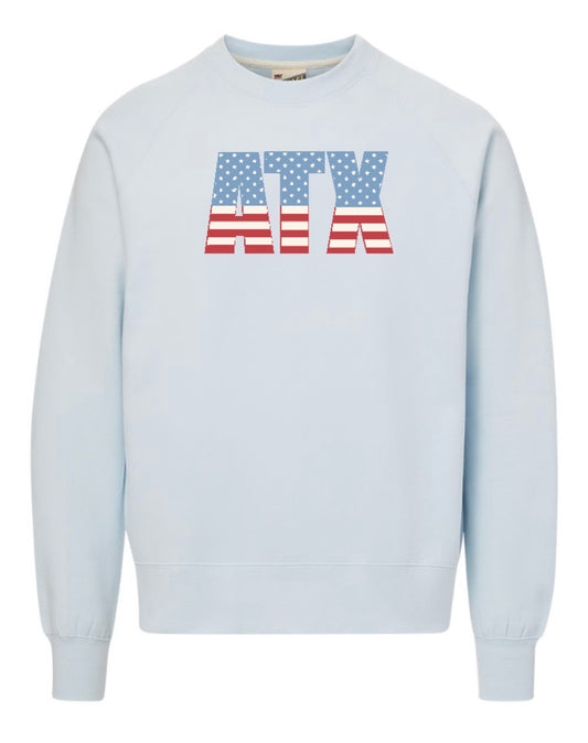 Argyle USA MVSport Vintage Fleece Raglan Crewneck Sweatshirt - Youth + Adult - Arctic Blue