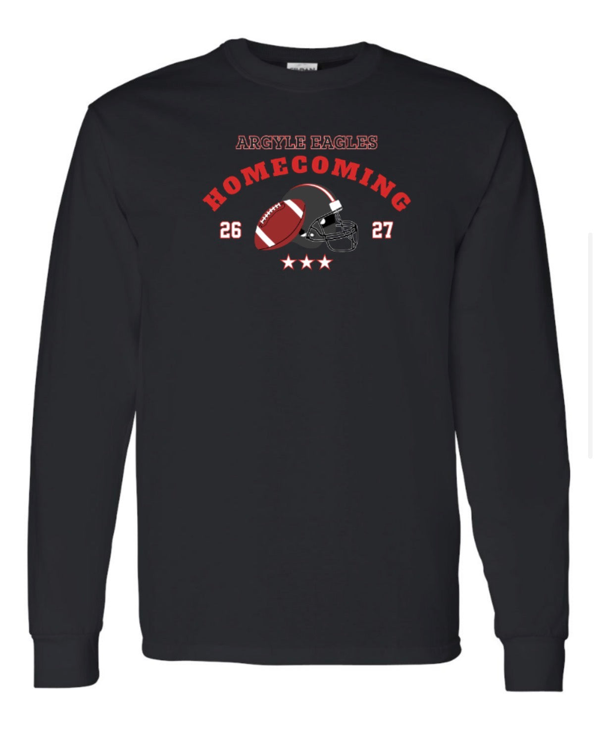 Argyle HOMECOMING HeavyCotton Long Sleeve Tee - Youth + Adult - Black