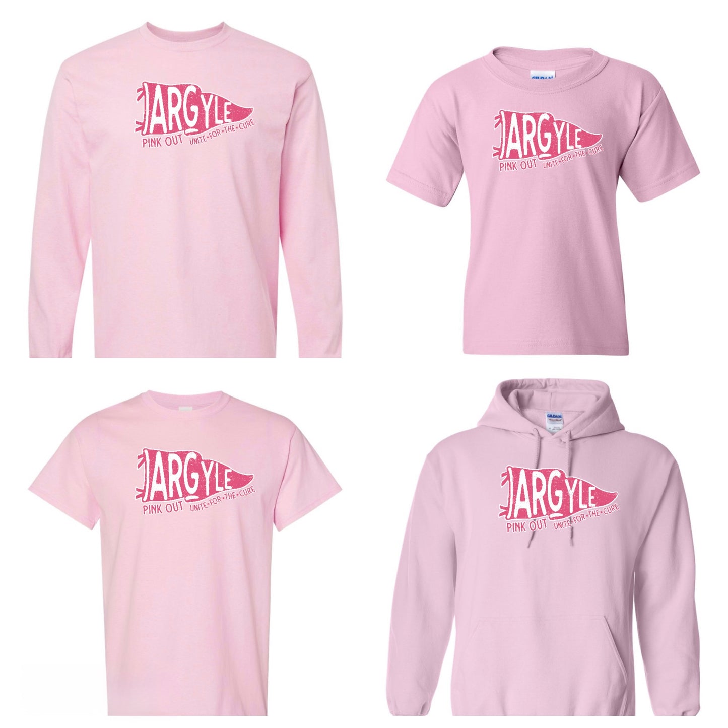 Argyle PINK OUT HeavyBlend Hooded Sweatshirt - Youth + Adult - Light Pink