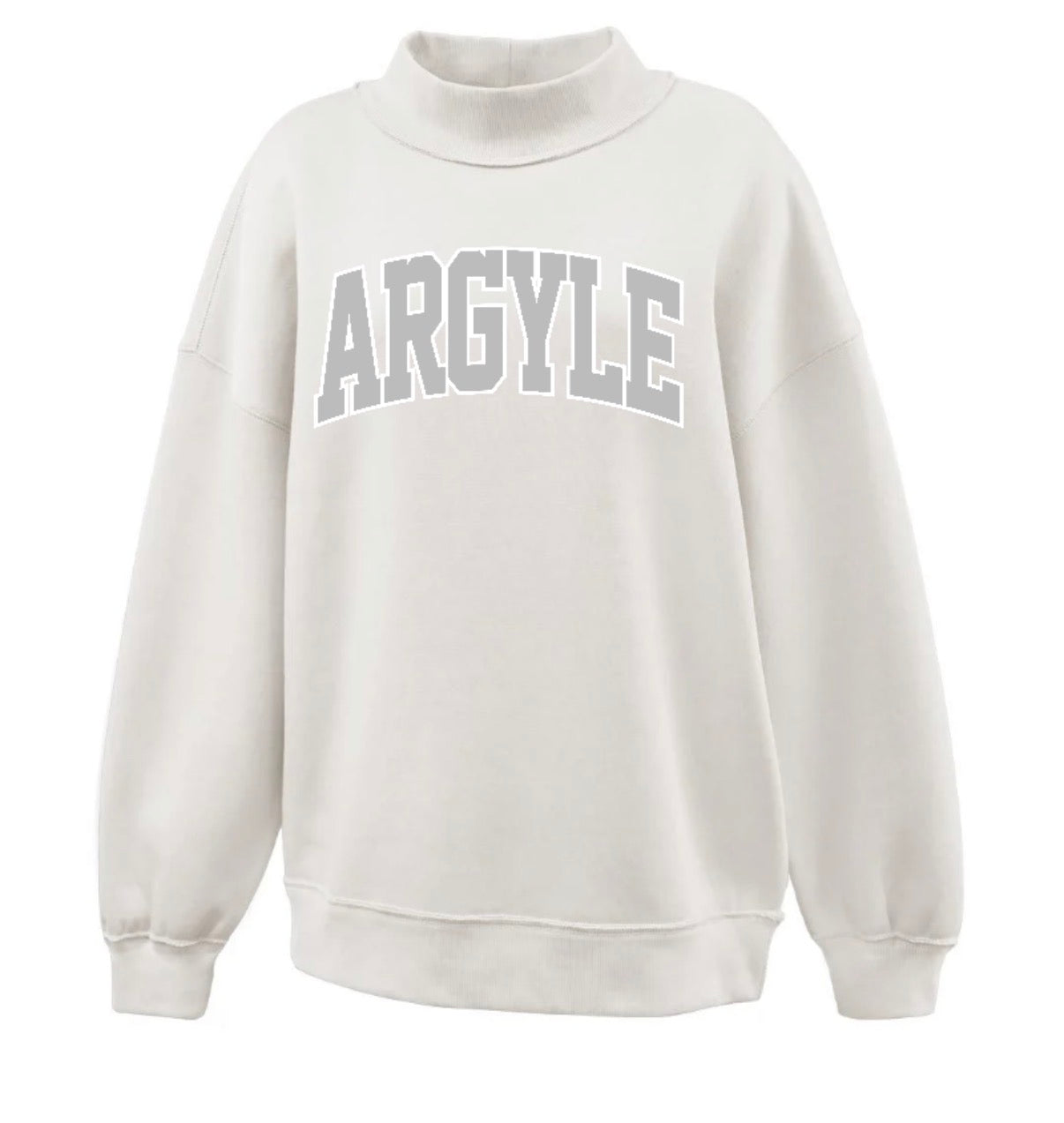 Argyle PUFFY WHITE OUT Pennant Mockneck Sweatshirt - Adult - Cream White