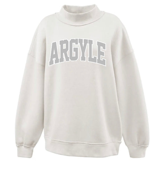 Argyle PUFFY WHITE OUT Pennant Mockneck Sweatshirt - Adult - Cream White