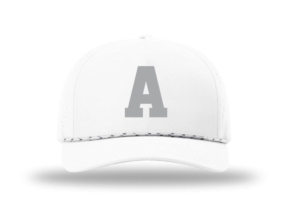 Argyle WHITE OUT "A" Richardson Laser Perforated Performance Rope Hat  - White/White/Black