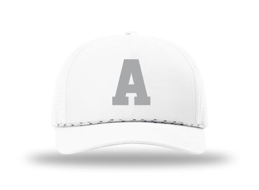 Argyle WHITE OUT "A" Richardson Laser Perforated Performance Rope Hat  - White/White/Black