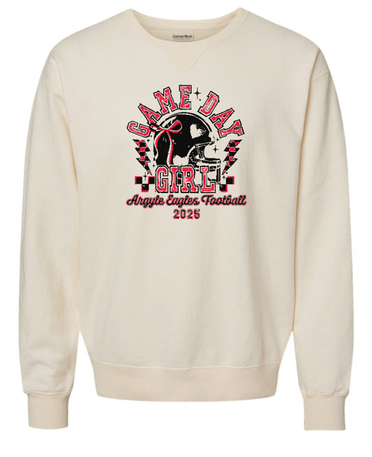 Varsity Gameday Girl '25 - ComfortWash Crewneck Sweatshirt - Adult - Parchment