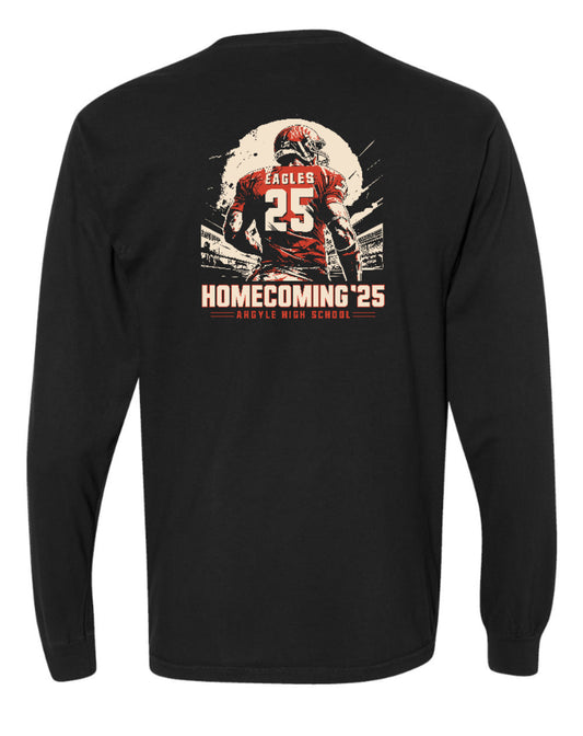 ArgyleCheer Homecoming Spirit Long Sleeve Pocket Tee - Adult - Black