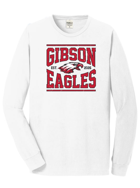 2026 Gibson Tradition - Port&Co Beach Wash Long Sleeve Tee - ADULT - White