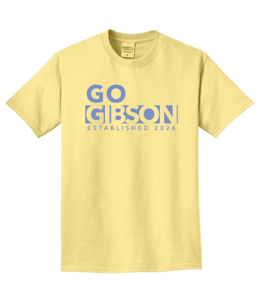 2026 GO Gibson - Port&Co Beach Wash Short Sleeve Tee - YOUTH + ADULT - Popcorn