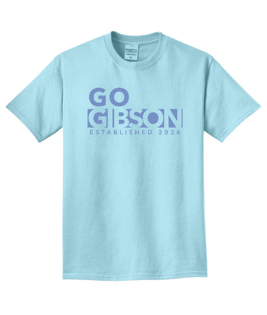 2026 GO Gibson - Port&Co Beach Wash Short Sleeve Tee - YOUTH + ADULT - Glacier