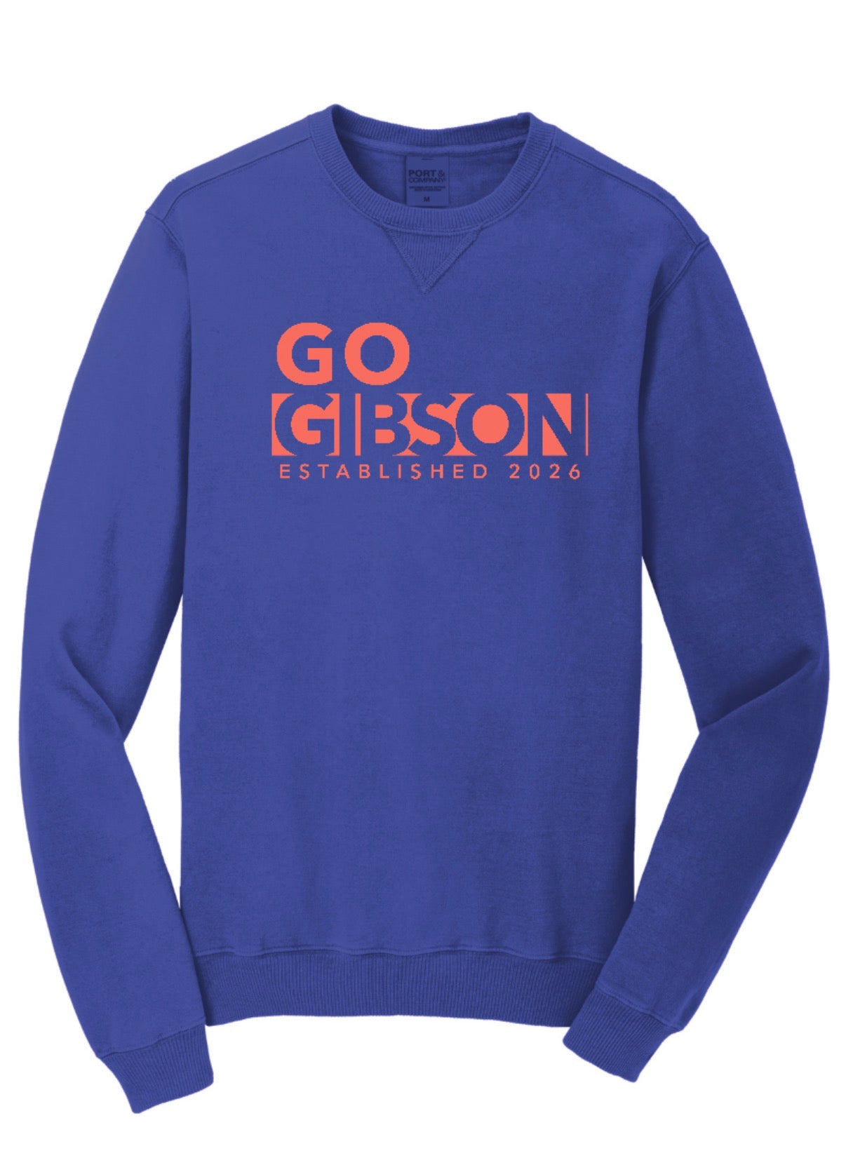 2026 GO Gibson - Port&Co Beach Wash Crewneck Sweatshirt - ADULT - Blue Iris