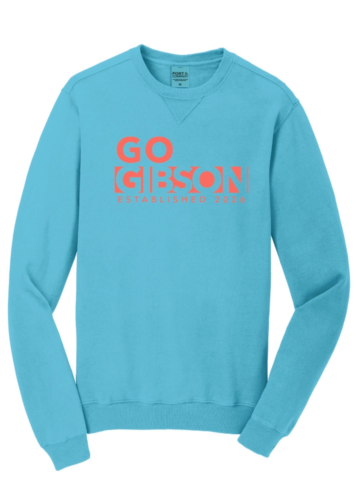 2026 GO Gibson - Port&Co Beach Wash Crewneck Sweatshirt - ADULT - Tidal Wave