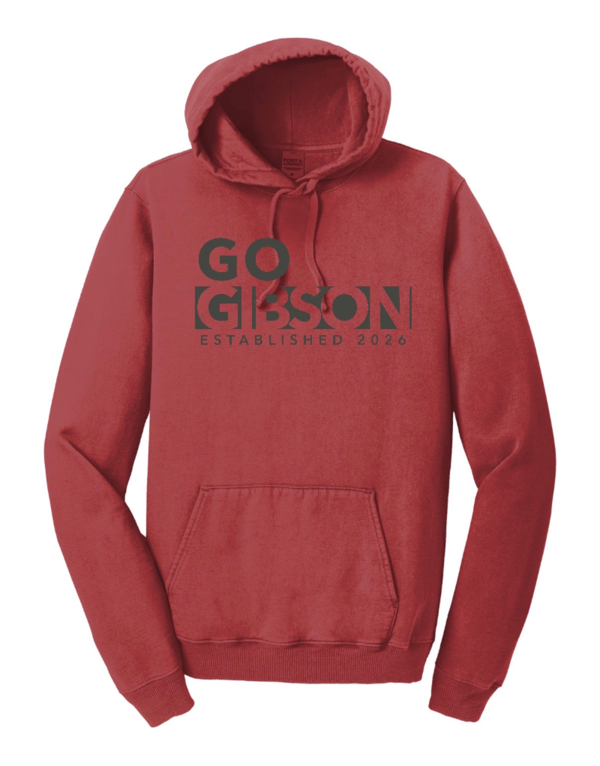 2026 GO Gibson - Port&Co Beach Wash Hoodie Sweatshirt - ADULT - Red Rock