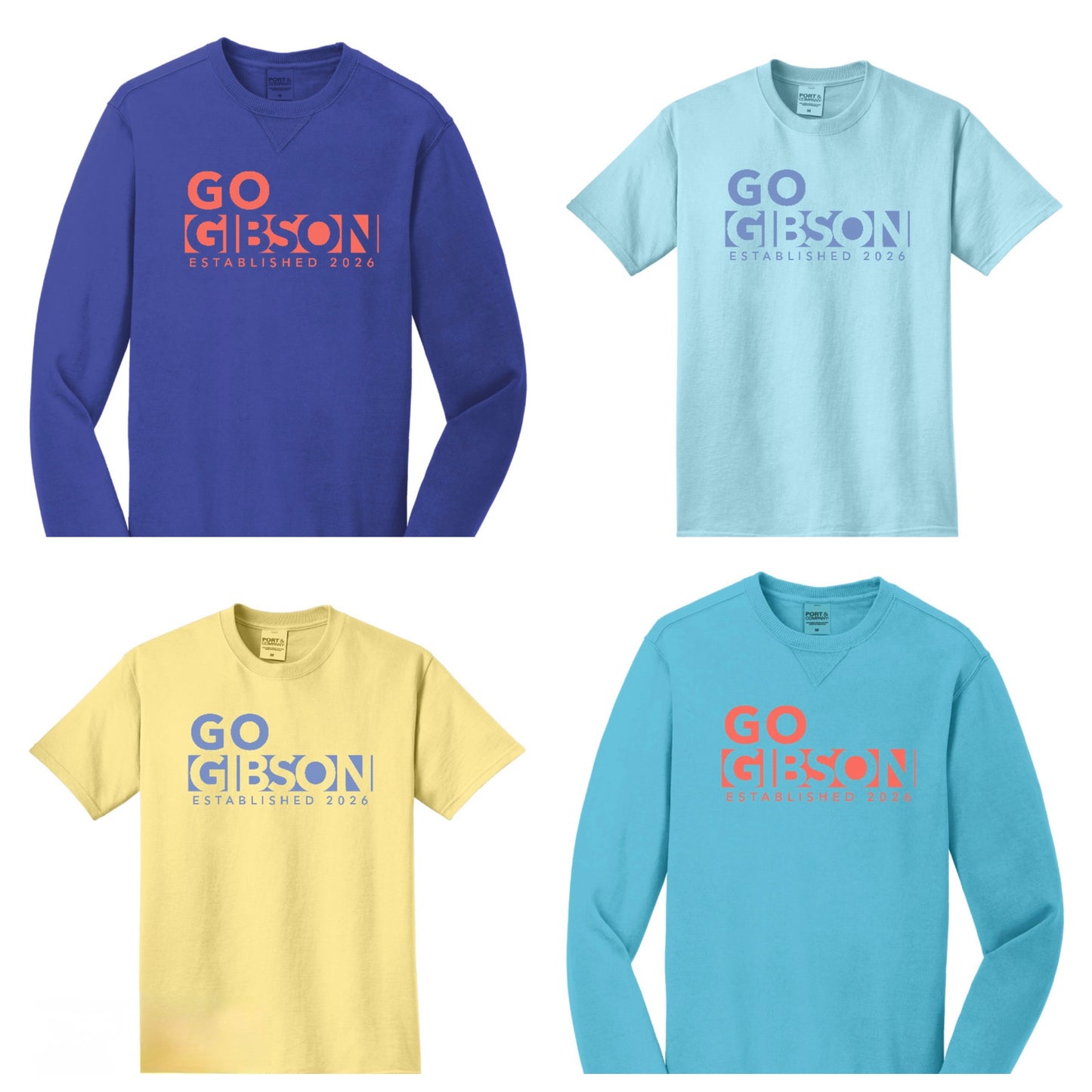 2026 GO Gibson - Port&Co Beach Wash Short Sleeve Tee - YOUTH + ADULT - Popcorn