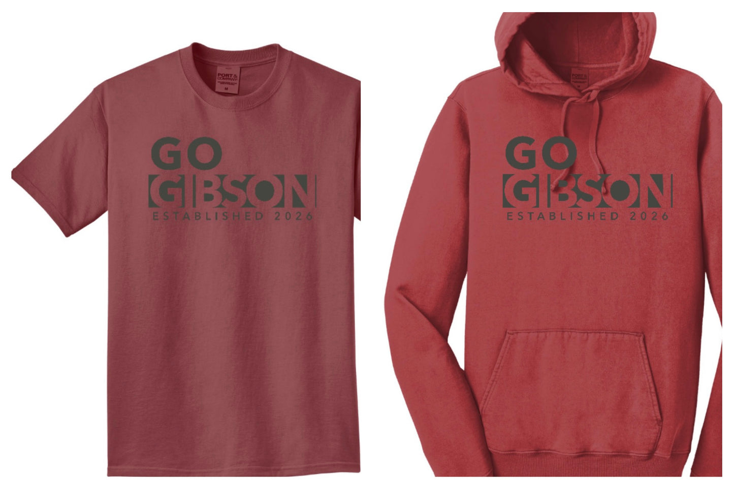 2026 GO Gibson - Port&Co Beach Wash Hoodie Sweatshirt - ADULT - Red Rock