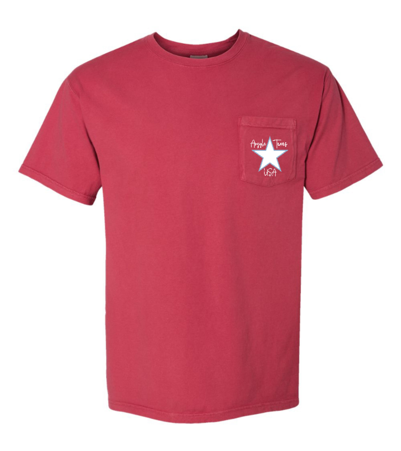 ArgyleCheer USA Spirit Short Sleeve Pocket Tee - Adult - Crimson Fall
