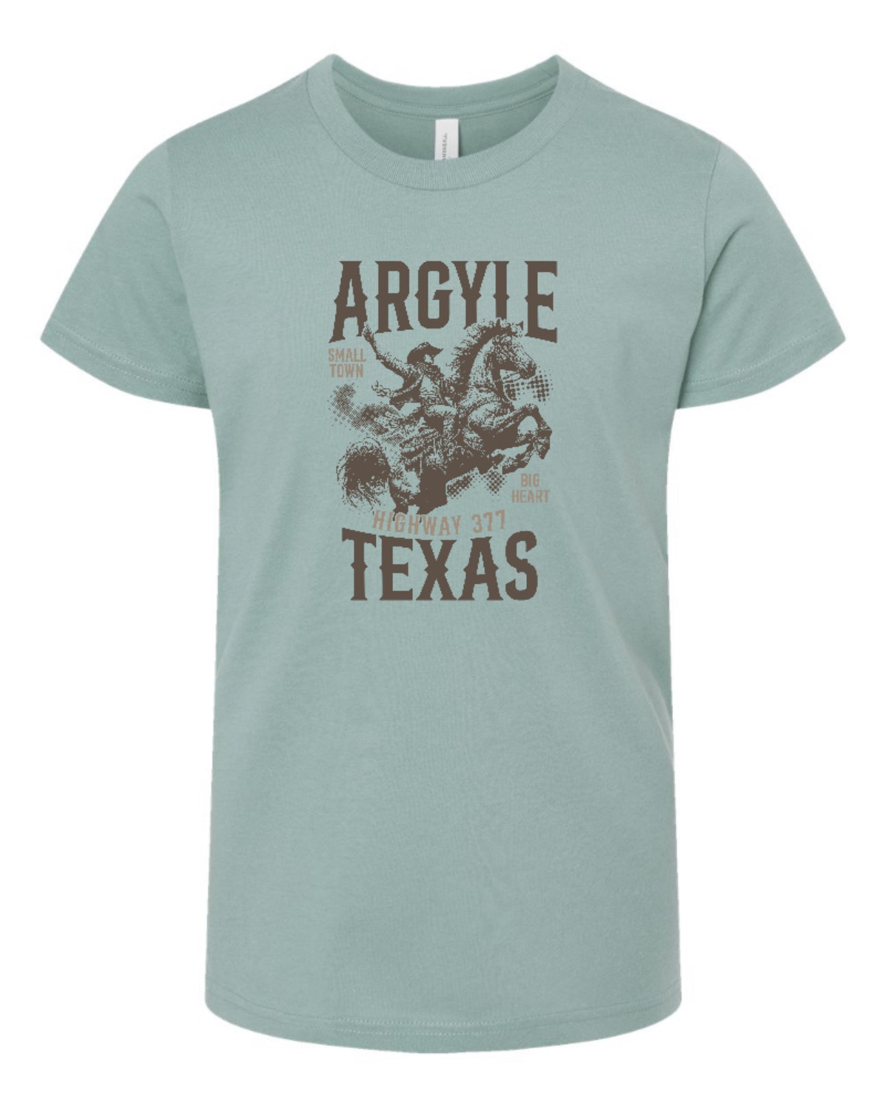 ArgyleCheer Texas Country Spirit Short Sleeve Tee - Youth - Dusty Blue Green