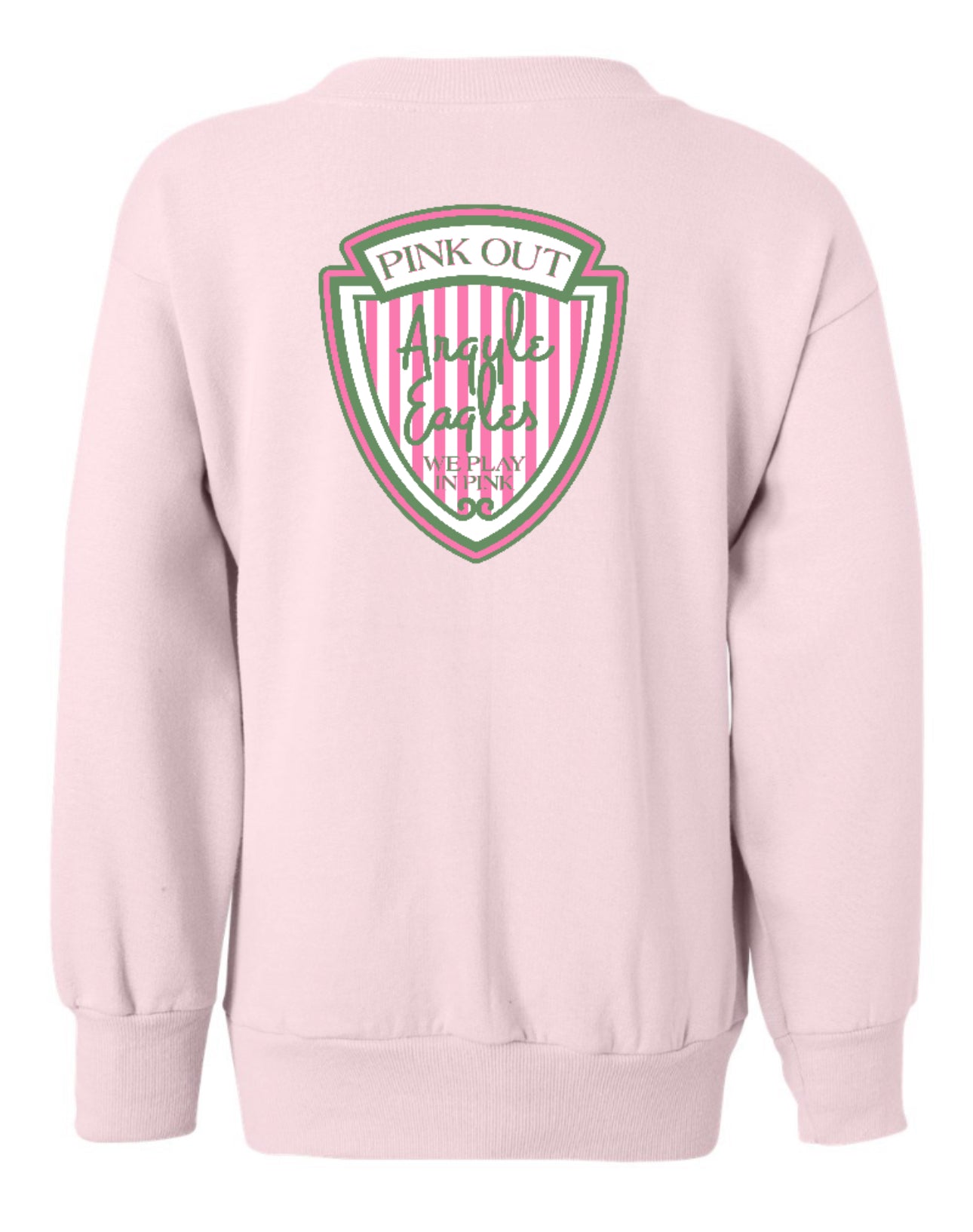 ArgyleCheer Pink Out Spirit Crewneck Sweatshirt - Youth - Pale Pink