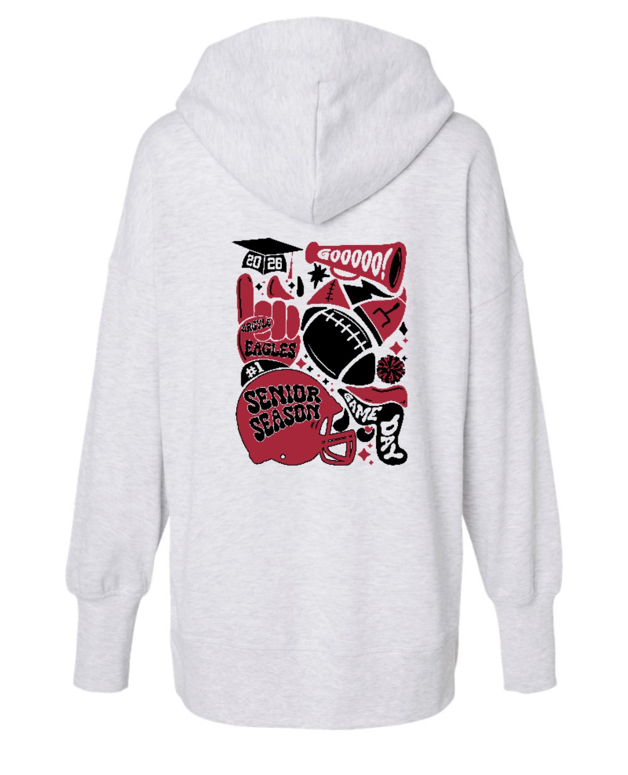Senior Football '25 - MV Sport Women's French Terry Hoodie Sweatshirt - Adult - Ash