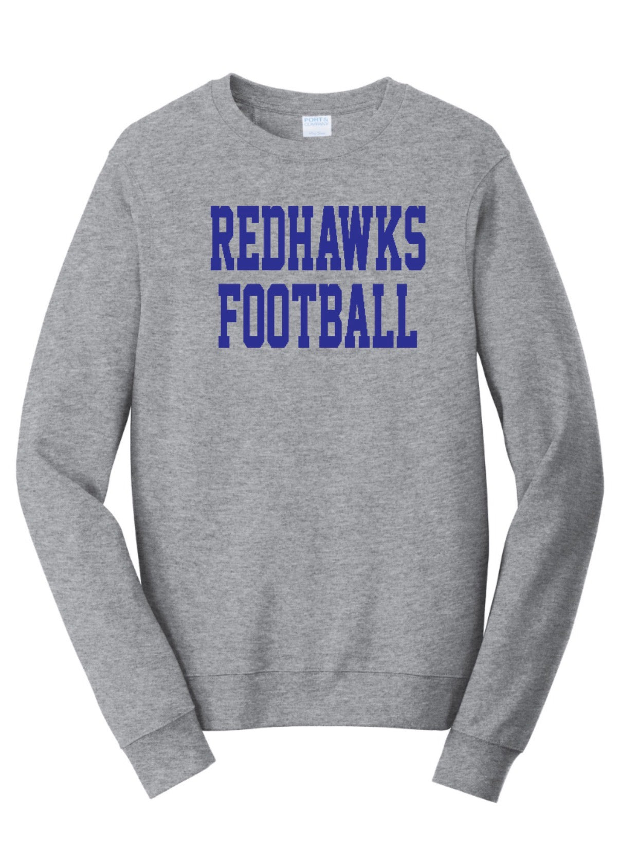 REDHAWKSfootball Port&Co Fan Favorite Crewneck Sweatshirt - Adult - Athletic Heather