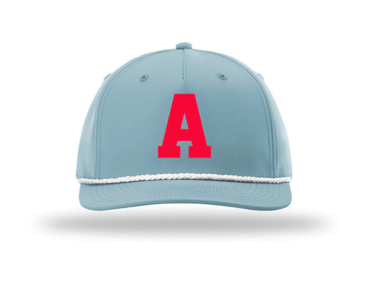 ARGYLEmiddleschool "A" Richardson Five-Panel Classic Rope Hat  - Light Blue/White