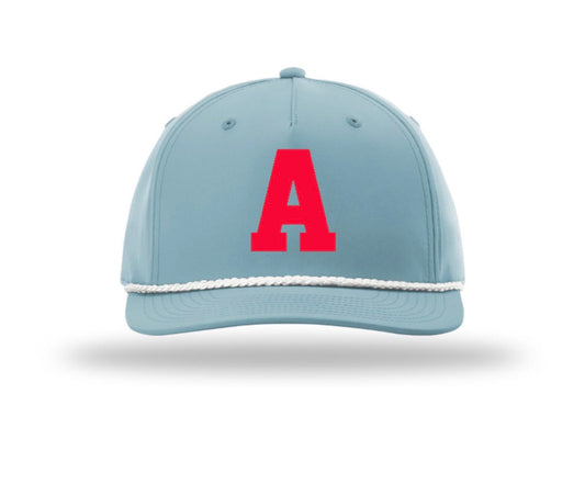 ARGYLEmiddleschool "A" Richardson Five-Panel Classic Rope Hat  - Light Blue/White