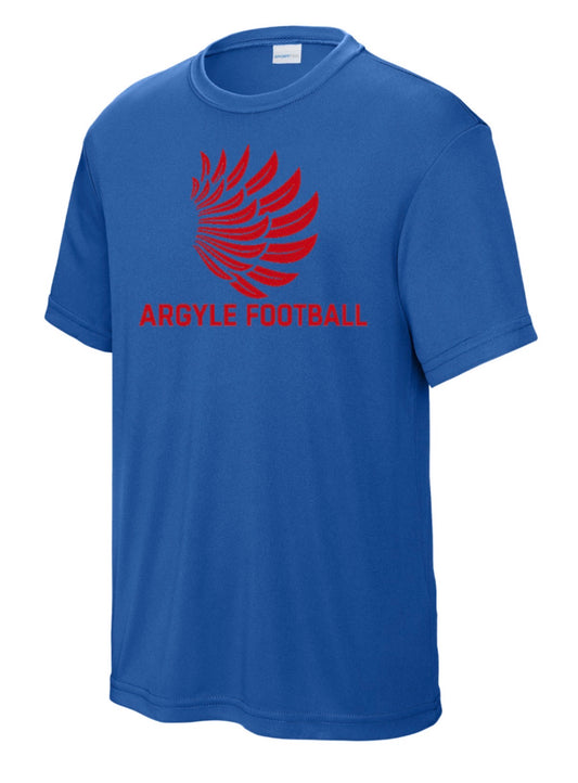 ARGYLEfootball WINGS Sport-Tek PosiCharge Short Sleeve - Youth + Adult - True Royal Blue/Red