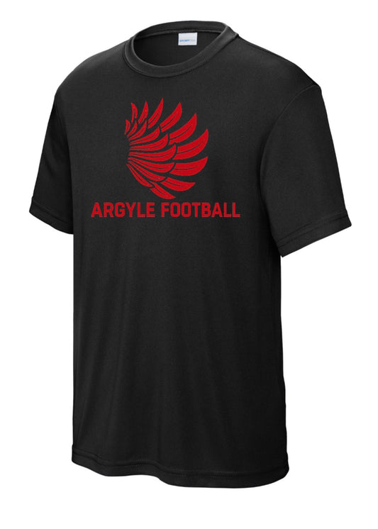 ARGYLEfootball WINGS Sport-Tek PosiCharge Short Sleeve - Youth + Adult - Black/Red