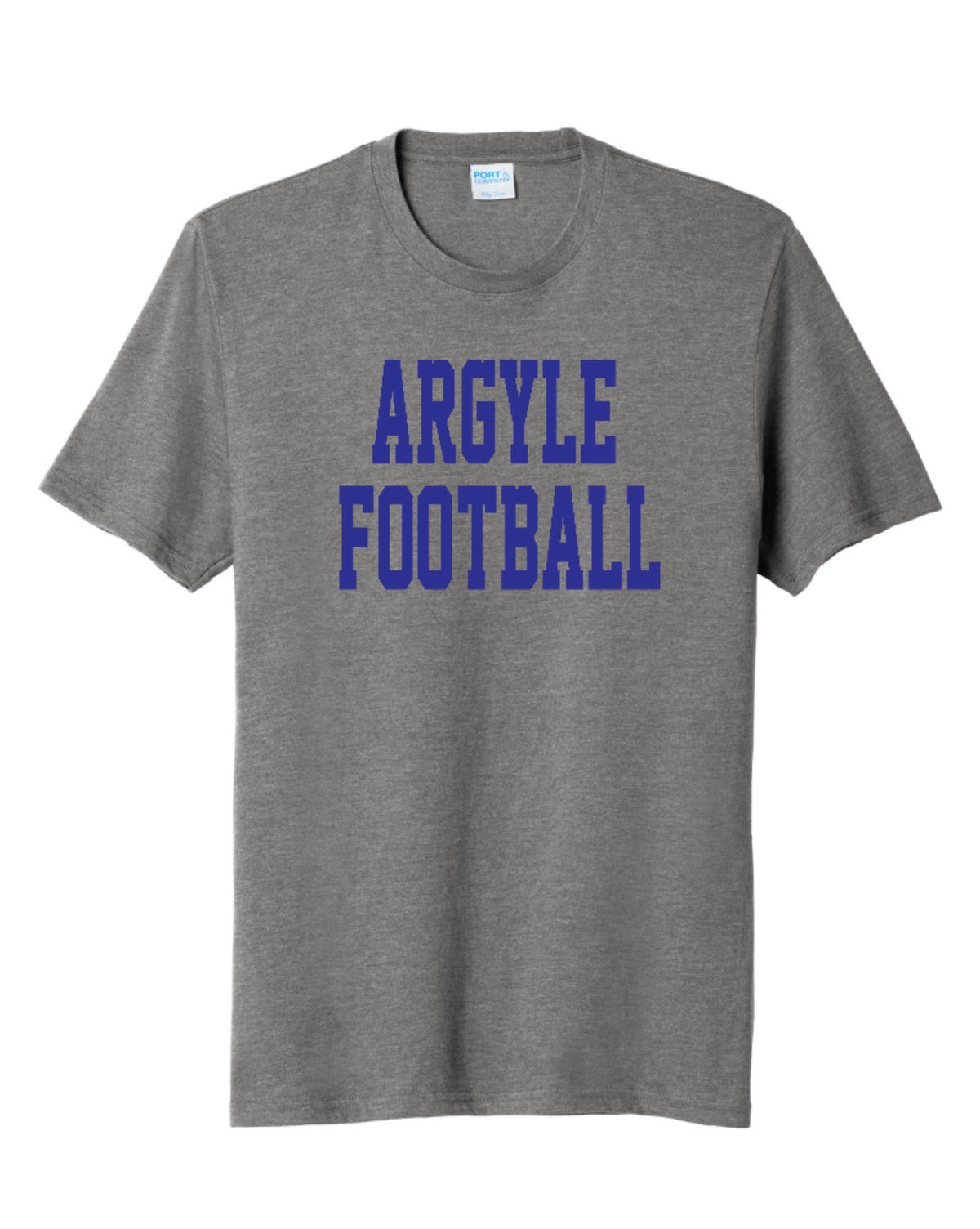 ARGYLEfootball Port&Co Fan Favorite Blend Short Sleeve - Youth + Adult - Graphite Heather/Royal Blue