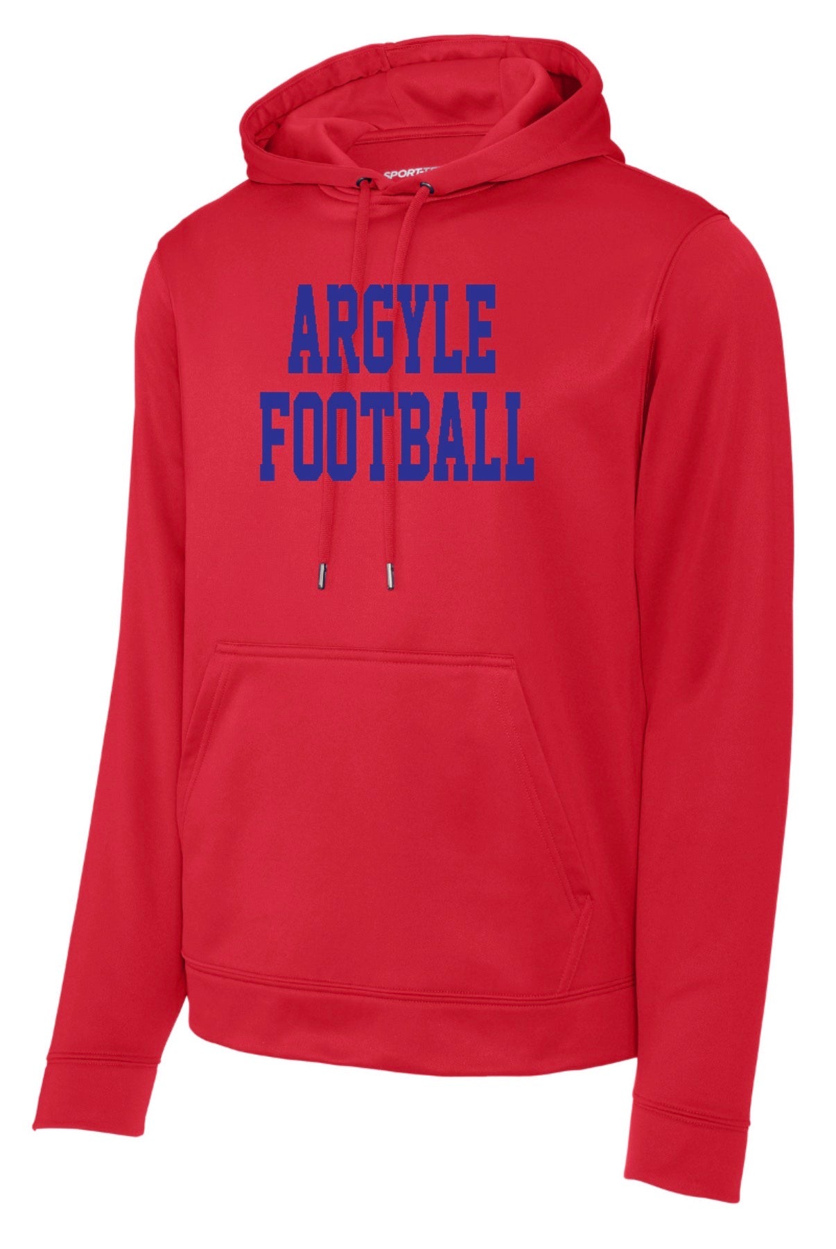 ARGYLEfootball Sport-Tek Sport-Wick Fleece Hooded Sweatshirt - Youth + Adult - Deep Red/Royal Blue