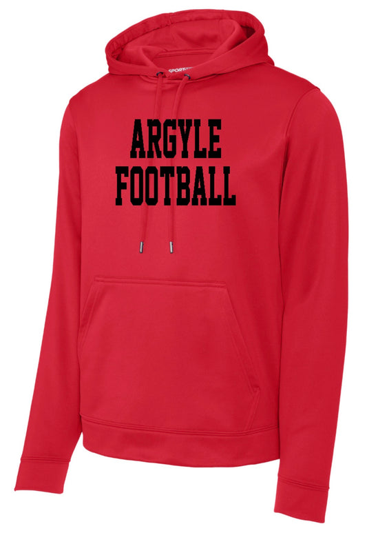 ARGYLEfootball Sport-Tek Sport-Wick Fleece Hooded Sweatshirt - Youth + Adult - Deep Red/Black