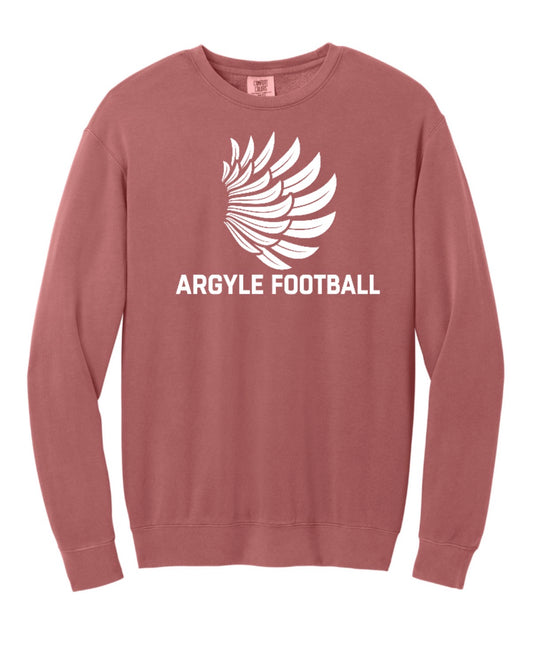 ARGYLEfootball WINGS Comfort Colors Lightweight Crewneck Sweatshirt - Adult - Crimson/White