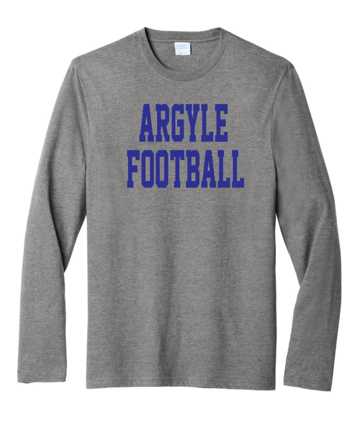 ARGYLEfootball Port&Co Fan Favorite Blend Long Sleeve - Adult - Graphite Heather/Royal Blue