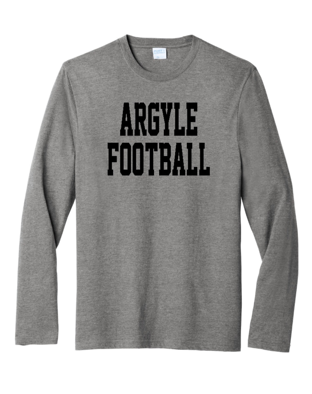 ARGYLEfootball Port&Co Fan Favorite Blend Long Sleeve - Adult - Graphite Heather/Black