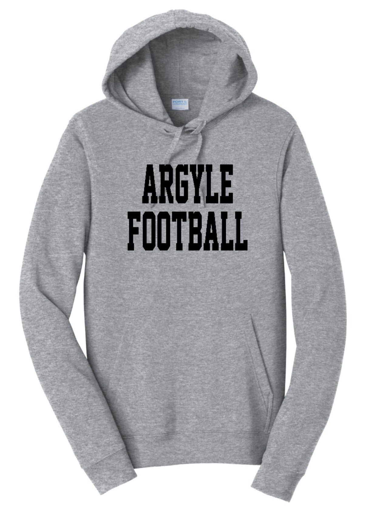 ARGYLEfootball Port&Co Fan Favorite Fleece Hoodie Sweatshirt - Adult - Athletic Heather/Black