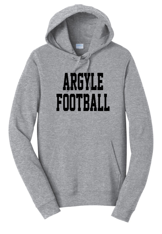 ARGYLEfootball Port&Co Fan Favorite Fleece Hoodie Sweatshirt - Adult - Athletic Heather/Black