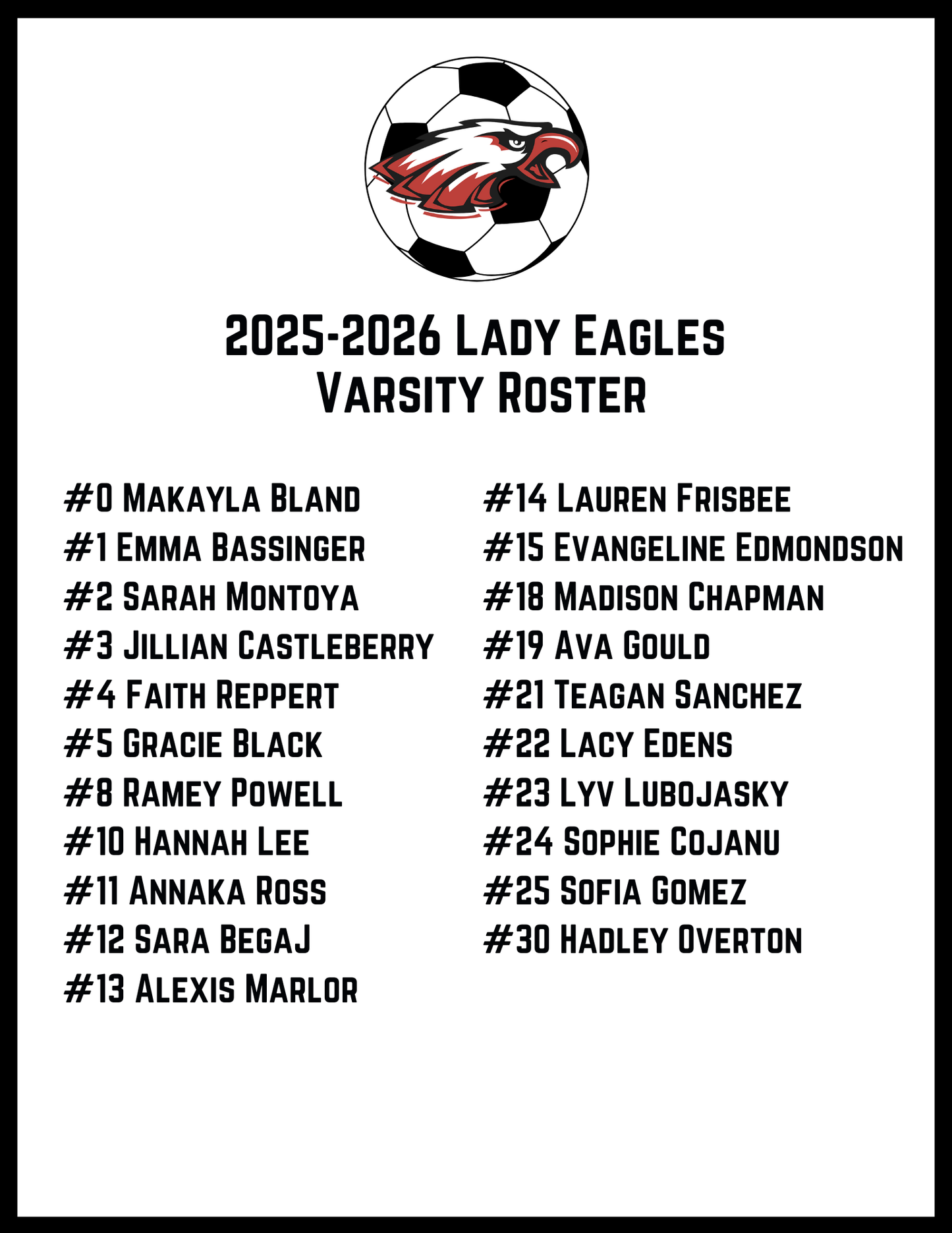 LADY EAGLES VARSITY Soccer Sweeties Cotton/Poly Hoodie Sweatshirt - Black