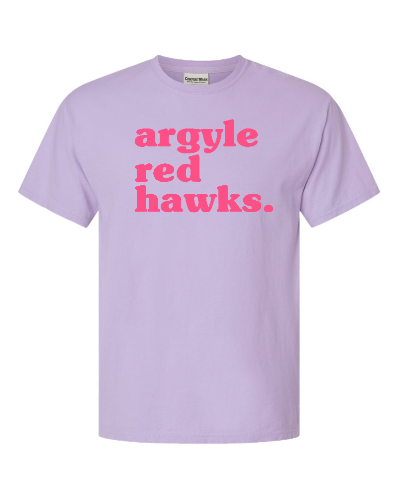 FINAL FEW - Argyle RedHawks Pastel PUFF Short Sleeve Tee - Youth + Adult - Future Lavender