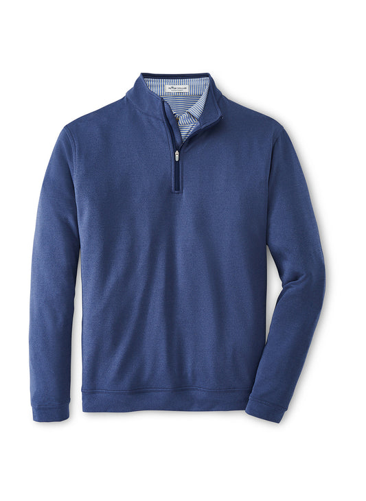 Peter Millar Men's Performance Melange Perth Layer Quarter-Zip - Navy