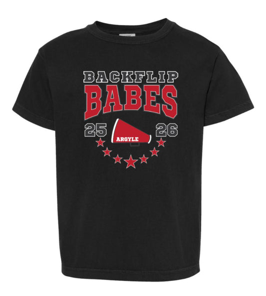 FINAL FEW - 2025 Argyle Cheer - Backflip Babes - Comfort Colors Short Sleeve Tee - Youth - Black