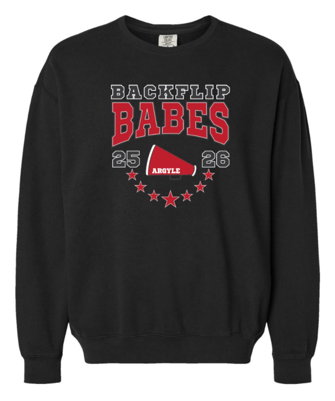 FINAL FEW - 2025 Argyle Cheer - Backflip Babes - Comfort Colors Crewneck Lightweight Sweatshirt - Adult - Black
