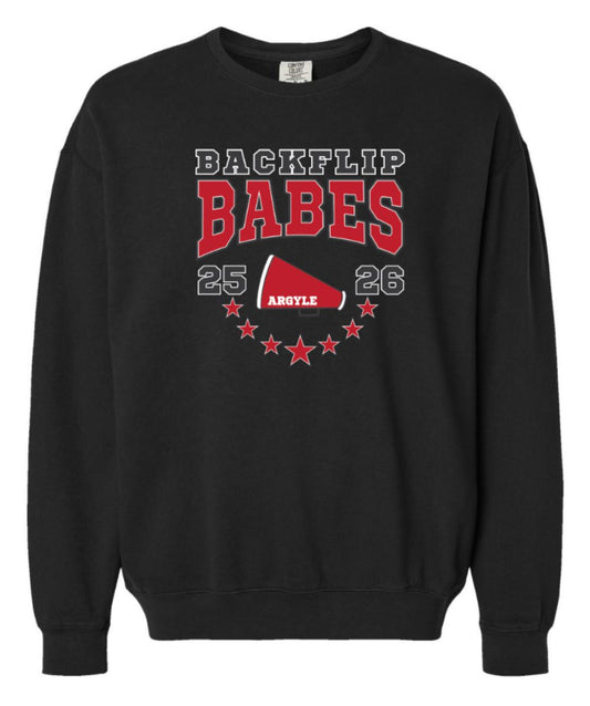 FINAL FEW - 2025 Argyle Cheer - Backflip Babes - Comfort Colors Crewneck Lightweight Sweatshirt - Adult - Black