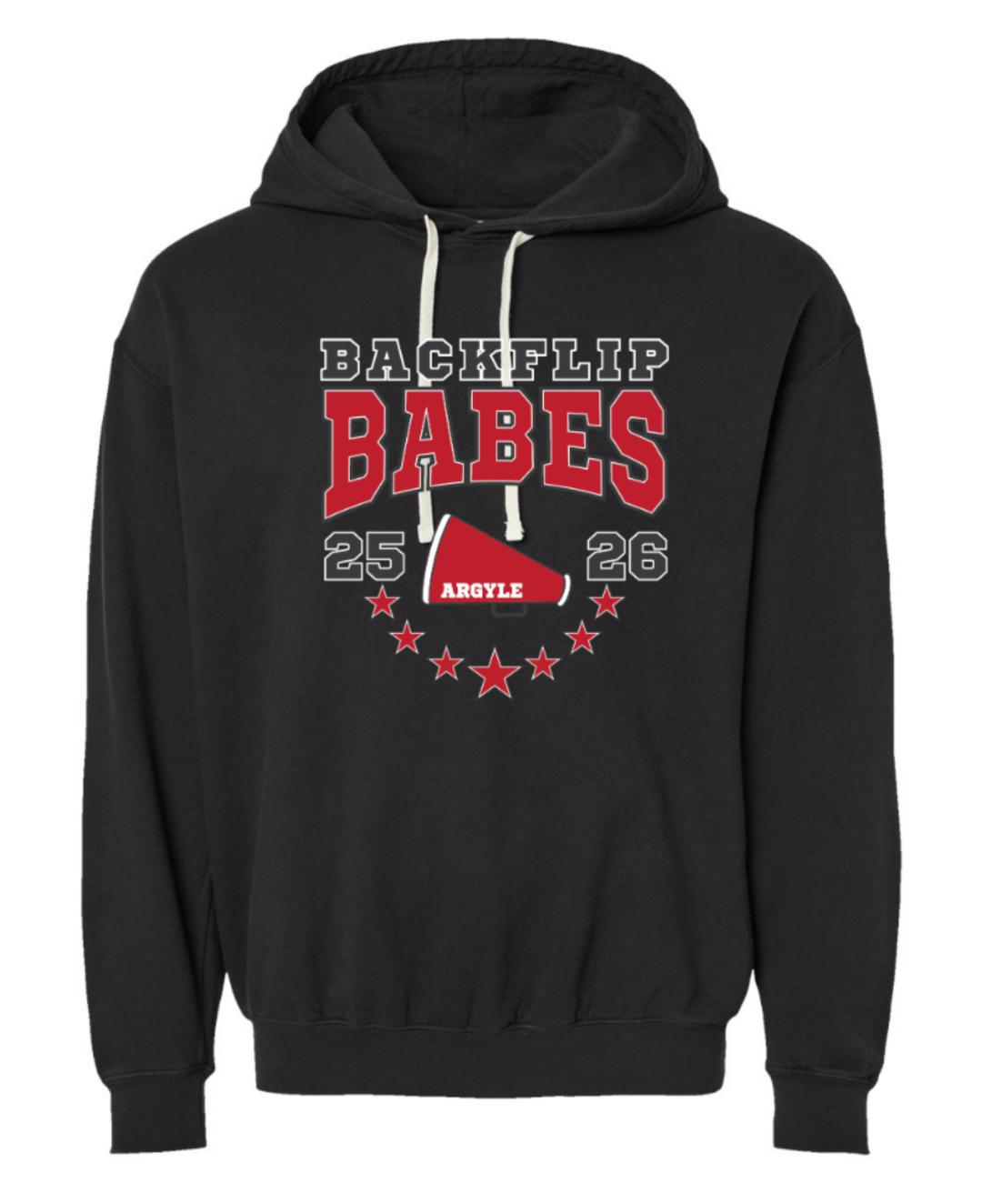 FINAL FEW - 2025 Argyle Cheer - Backflip Babes - Comfort Colors Hoodie Lightweight Sweatshirt - Adult - Black